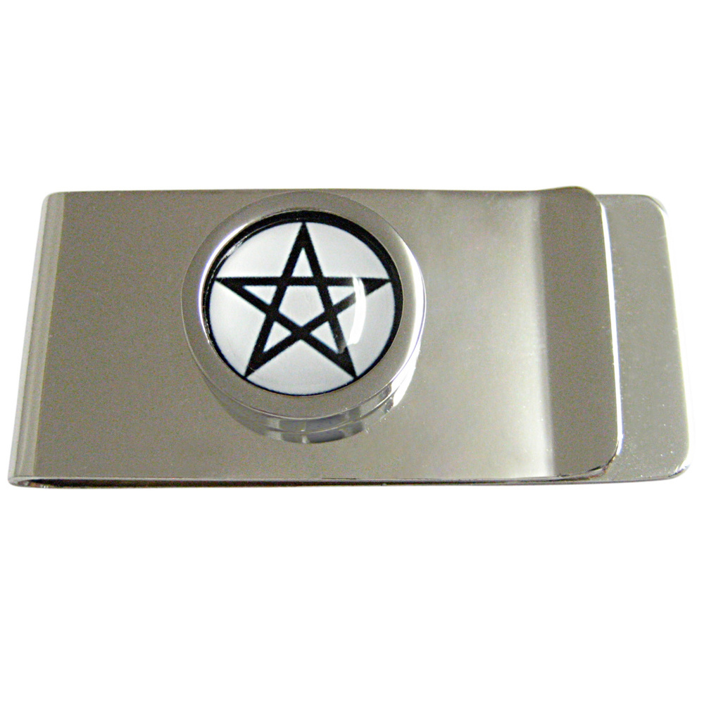 Bordered Pentagram Star Design Money Clip